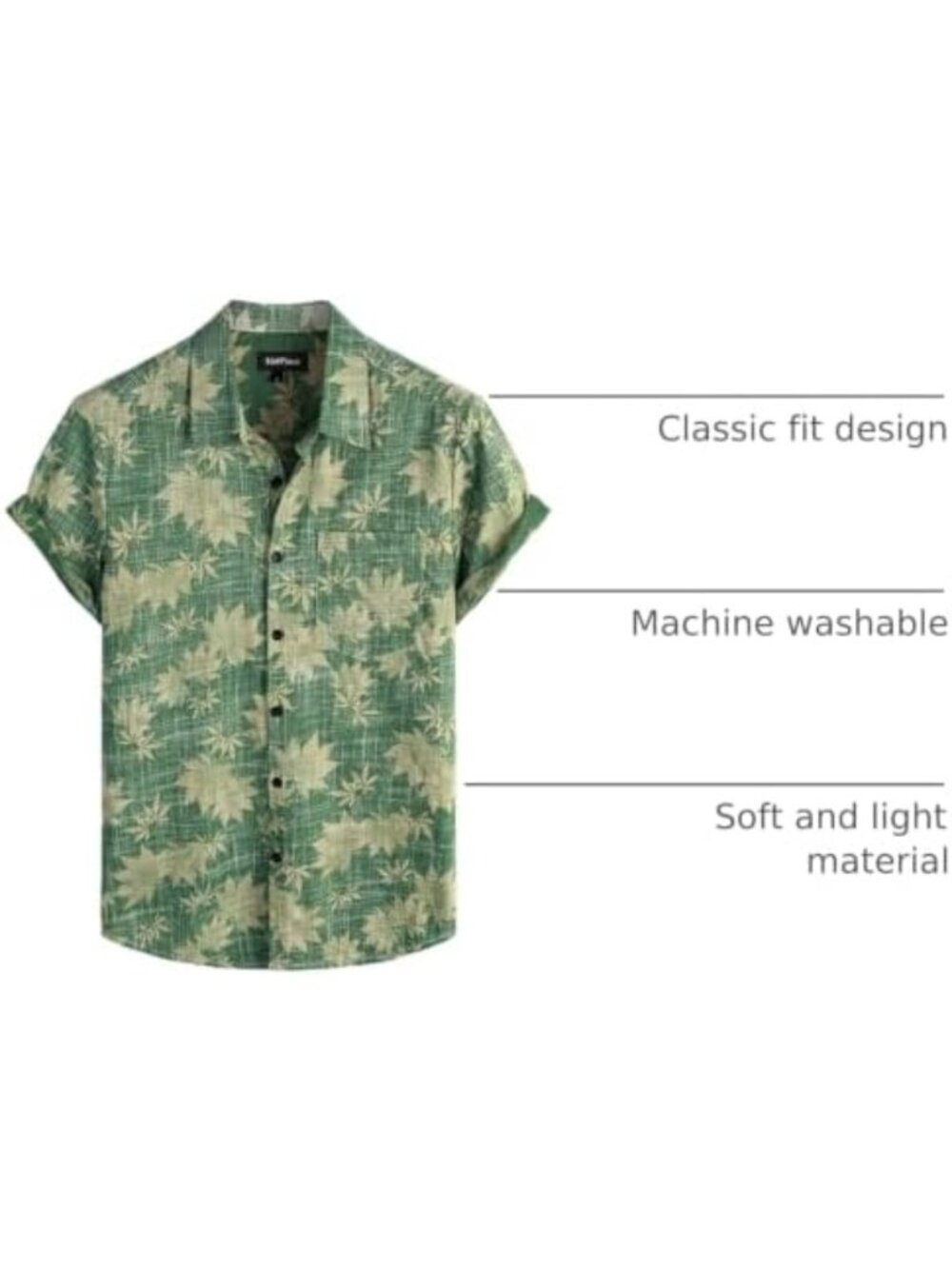 Stylish Men's Hawaiian Shirt - Casual Summer Short Sleeve Button Down Top - Picture 4 of 7
